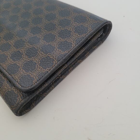 Celine Vintage Envelope Leather Large Wallet Macadam Black Brown Long - Picture 15 of 15